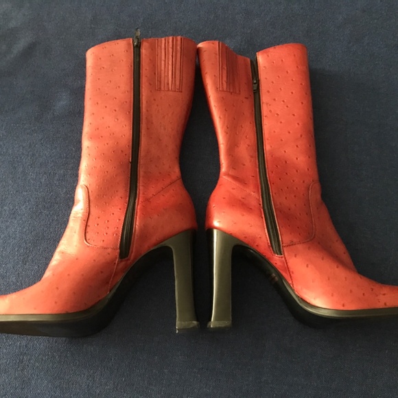 Mia Deacon Red Leather Mid Calf Boots US 8.5 M Women - Picture 7 of 11